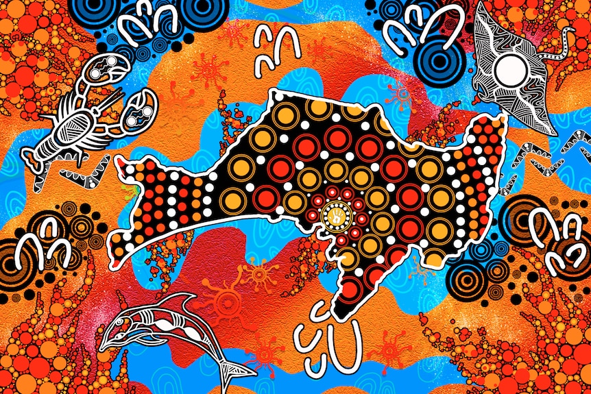 A colourful Indigenous artwork.