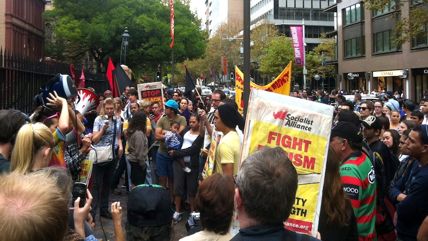 Protesters gather outside NSW Parliament House