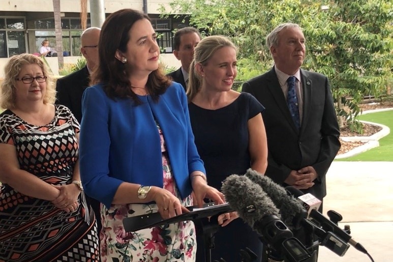 Annastacia Palaszczuk and Kate Jones at Everton Park State High School announcing funding for 10 new schools.