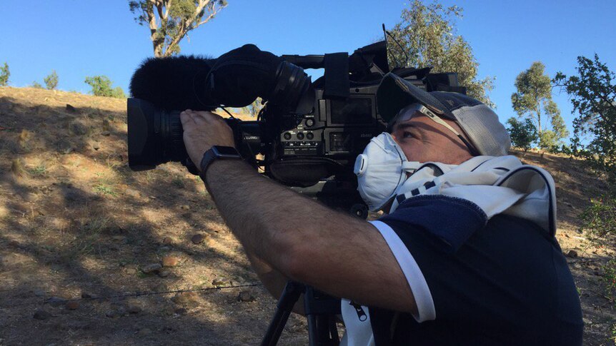 Camera operator at property where dead horses found