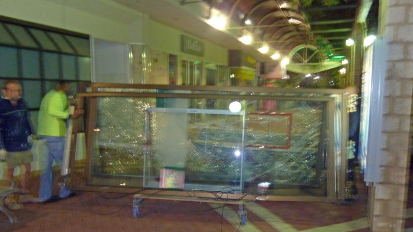 There was widespread damage in the Garden City shopping centre