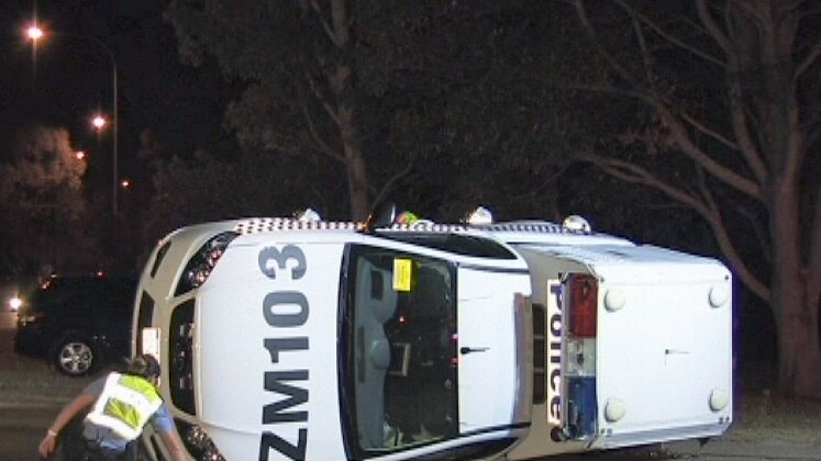 Crashed WA police van