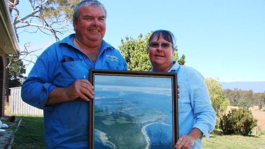 David & Kristine Ford looking over their map of Woolnorth