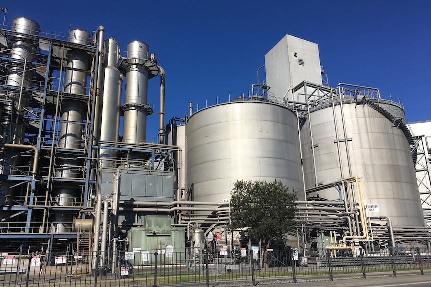 Large towers at a power plant