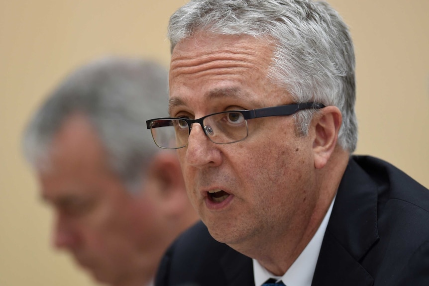 ABC Mark Scott speaks during Senate Estimates at Parliament House.