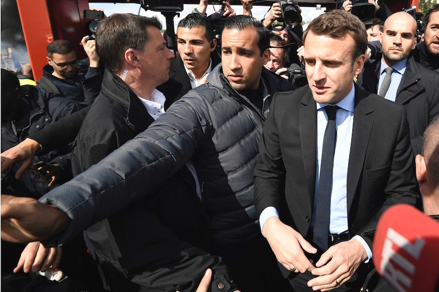 Alexandre Benalla shields Emmanuel Macron