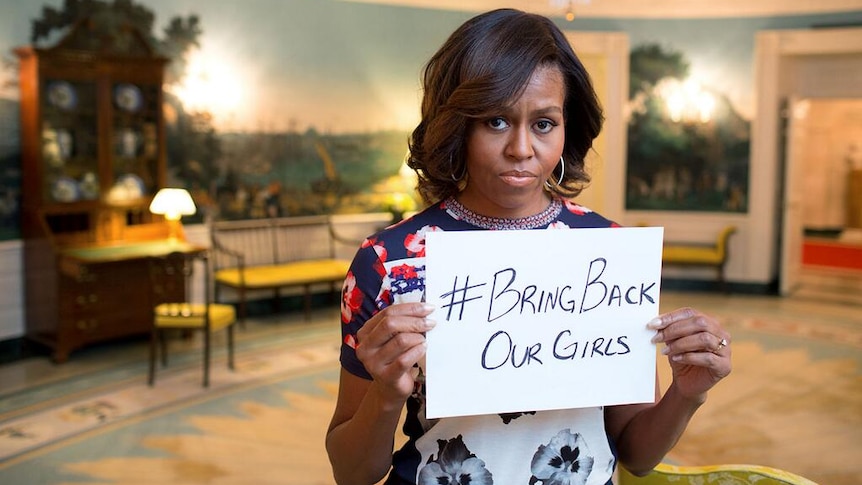 Michelle Obama urges help for Nigerian schoolgirls.