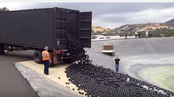 Shade balls released into an LA reservoir