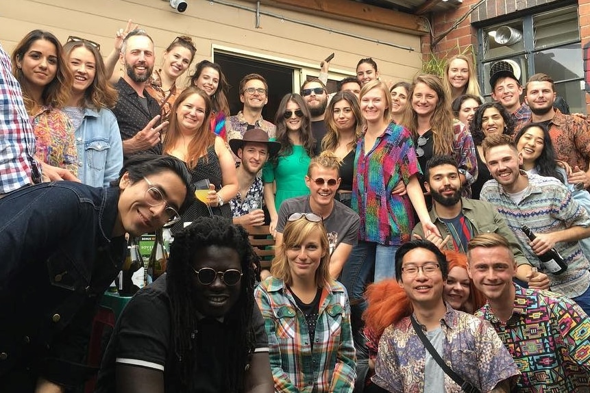 people celebrating at a hostel in Melbourne