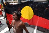 A young Indigenous boy during Invasion Day event