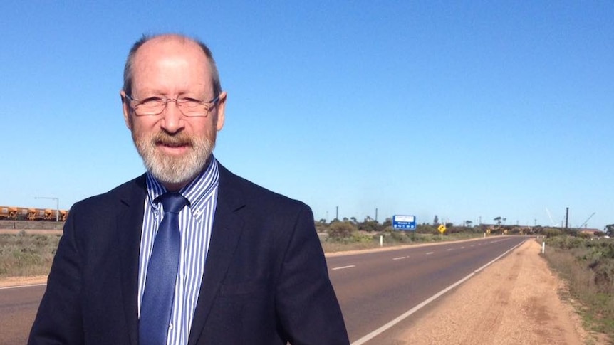 Grey MP Rowan Ramsey on the outskirts of Whyalla.