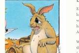 A drawing next to the written story of Easter bilby