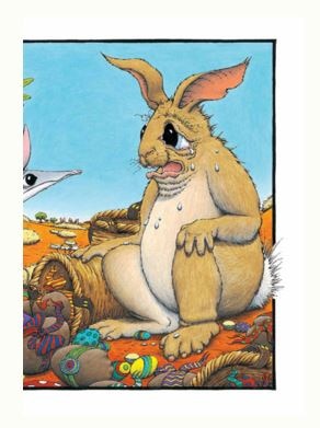 A drawing next to the written story of Easter bilby