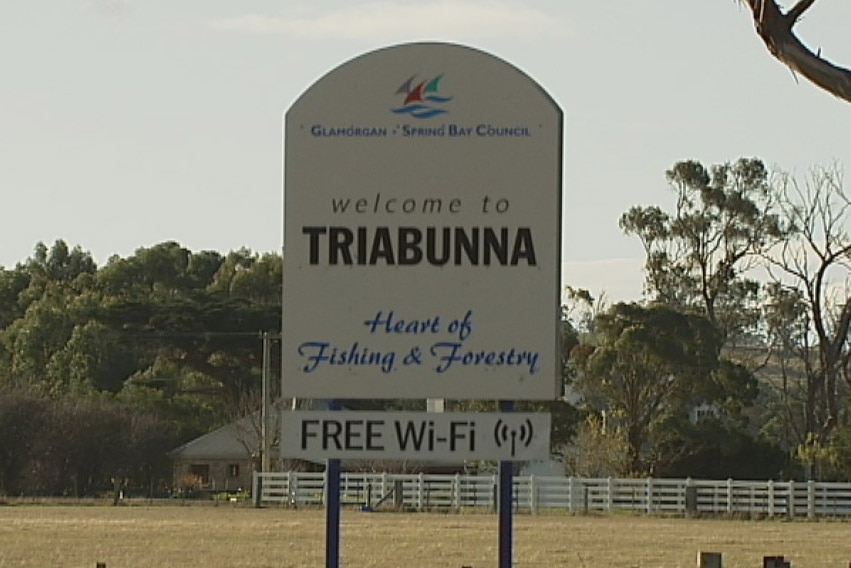 Sign welcoming visitors to Triabunna