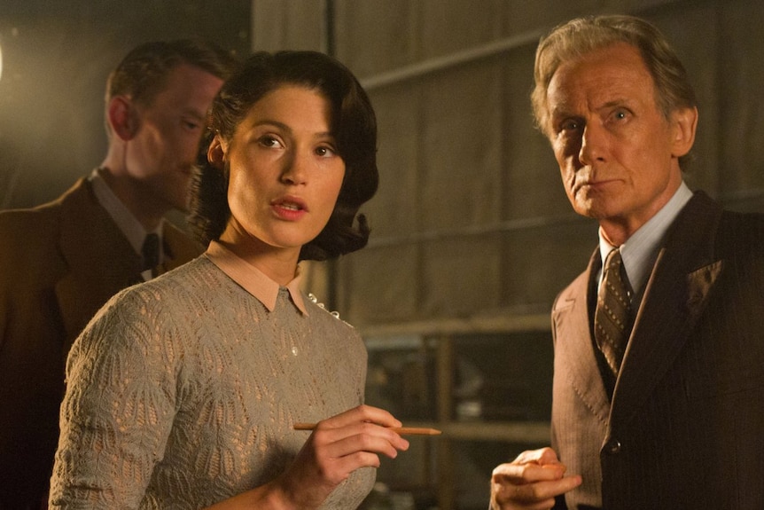 Gemma Arterton plays Catrin Cole, and Bill Nighy plays Ambrose Hilliard in British film Their Finest.