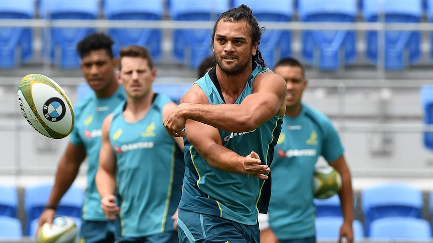 Wallabies player Karmichael Hunt training in Brisbane.