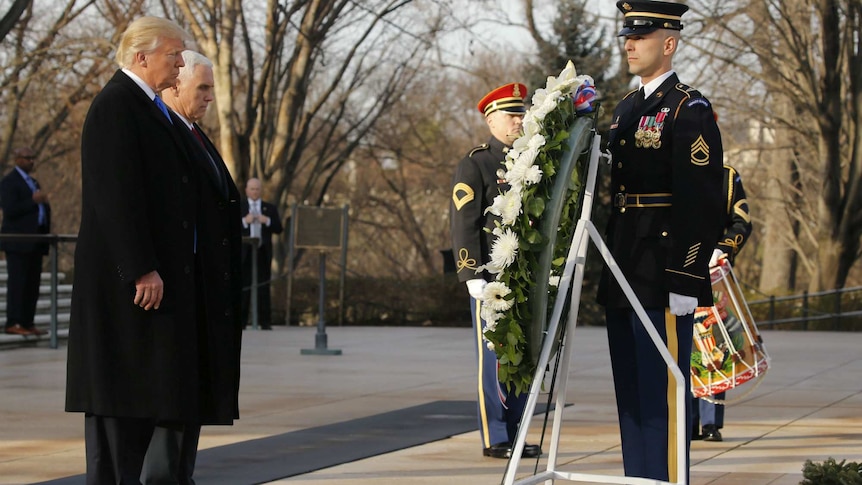 Donald Trump and Mike Pence at Arlington National Cemetery.