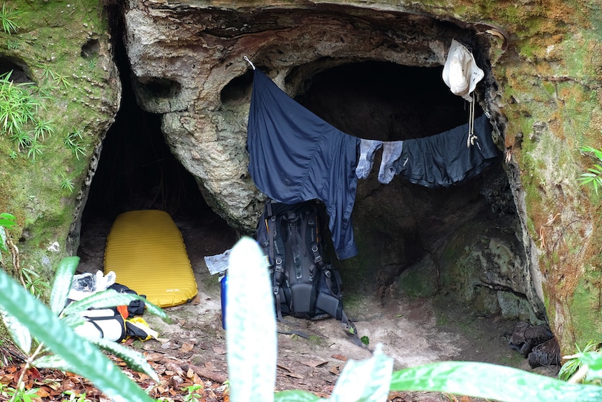 Andrew Gaskell's August cave campsite in Bako National Park, Sarawak.