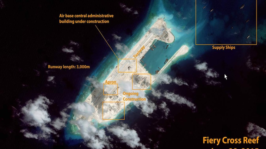 Satellite image of Chinese air base in the South China Sea