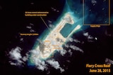 Satellite image of Chinese air base in the South China Sea