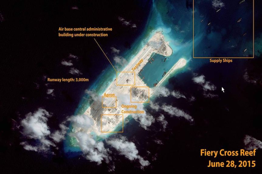 Satellite image of Chinese air base in the South China Sea