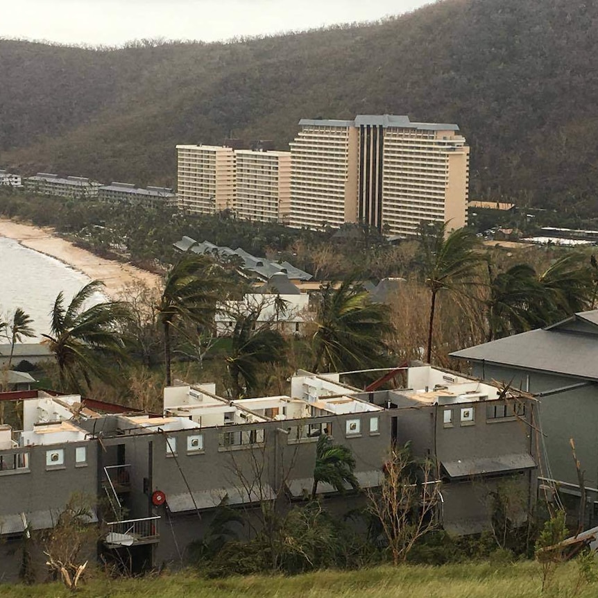 Roofs ripped off buildings in Hamilton Island.