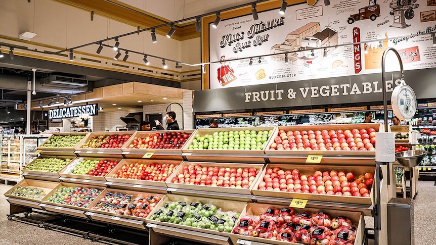 The fruit and vegetable section in a Coles local store.