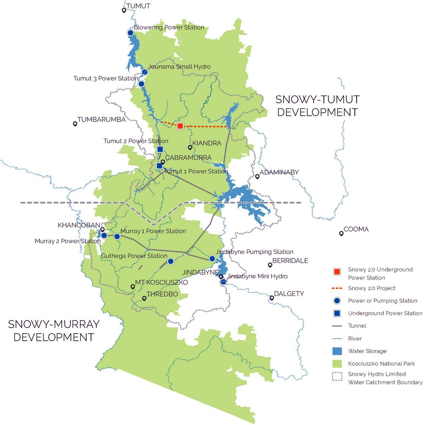 A map of the Snowy Hydro scheme,