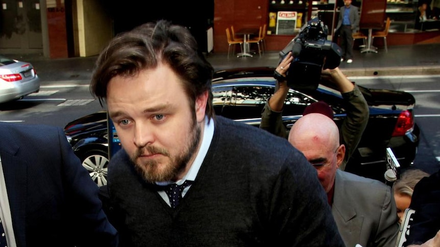 Matthew Newton arrives at the Downing Centre Court