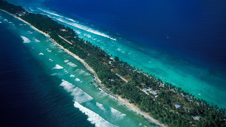 Aerial view of Majuro, the capital of Marshall Islands. 