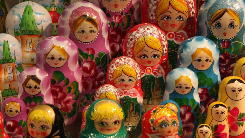 Russian nesting dolls on display.