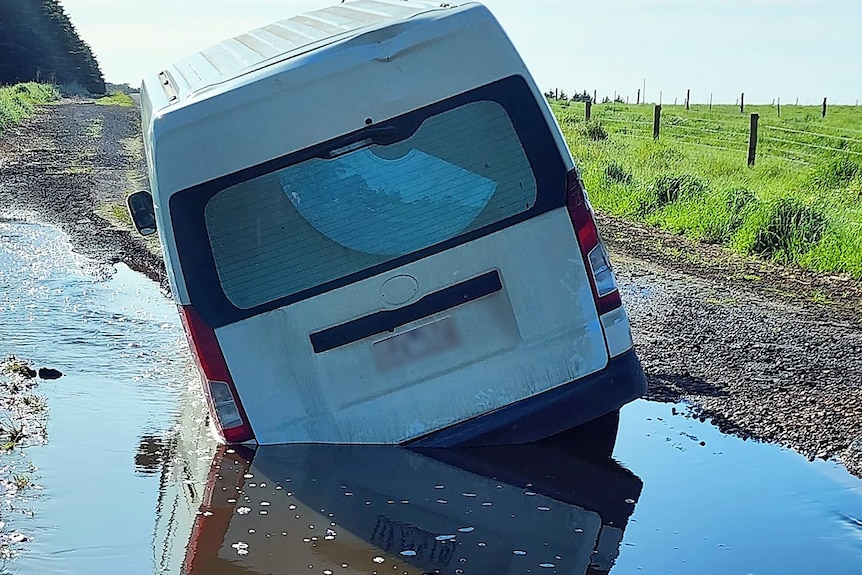 A car in floodwater