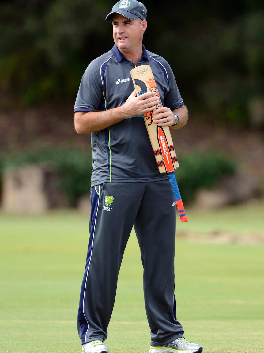 Mickey Arthur looks on during training.