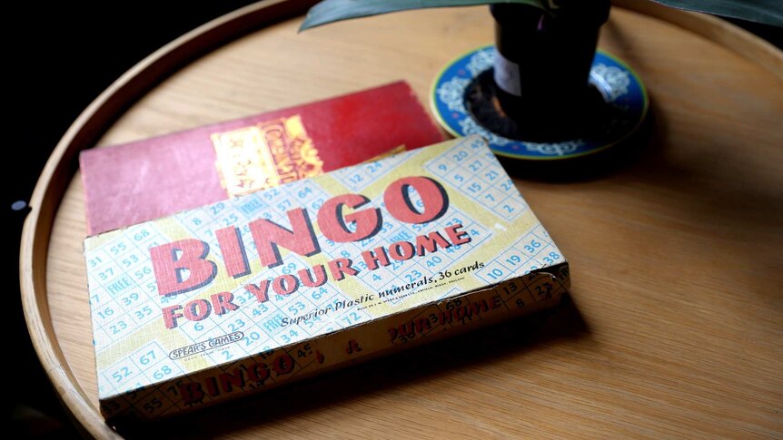 A bingo board game.