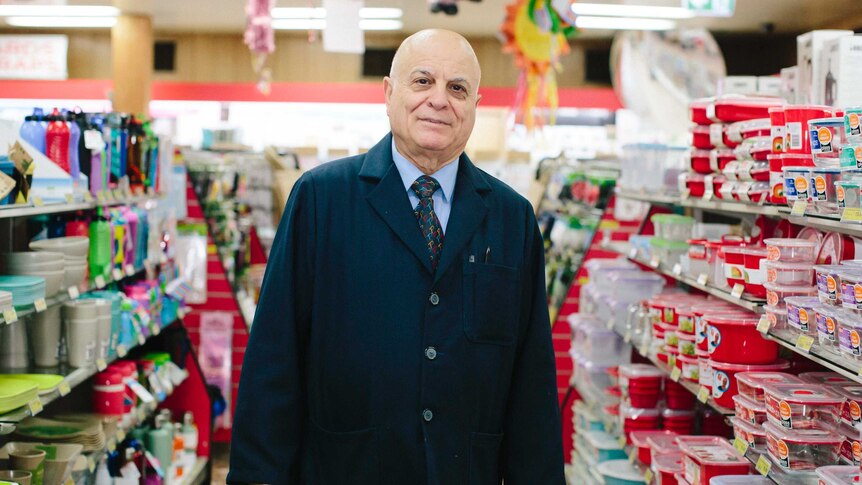 Carmelo 'Mel Piedimonte in the bric-a-brac aisle of the family supermarket.