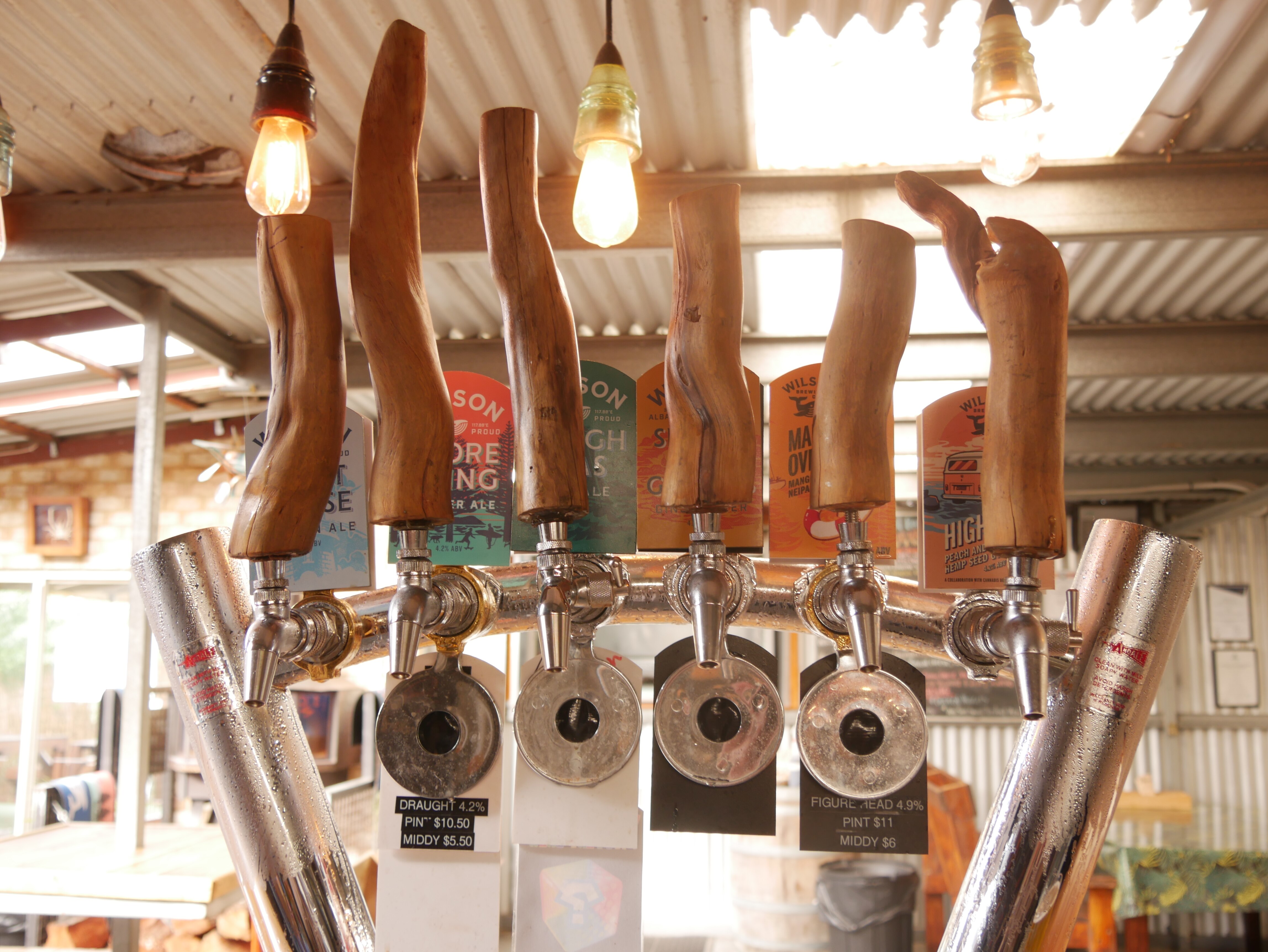 Taps of beer at a bar