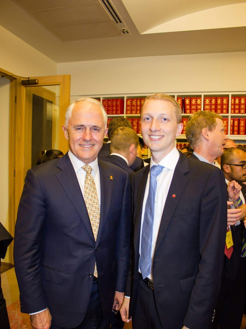 Senator James Paterson with the Prime Minister Malcolm Turnbull.