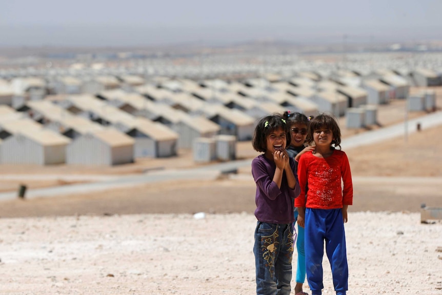 Kids at Azraq refugee camp in Jordan