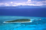 This aerial photographs shows a view of the Great Barrier Reef, off the coast of northern Queensland.