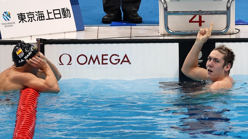 Australia's Will Martin celebrates his swimming gold medal