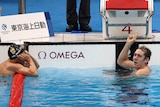 Australia's Will Martin celebrates his swimming gold medal