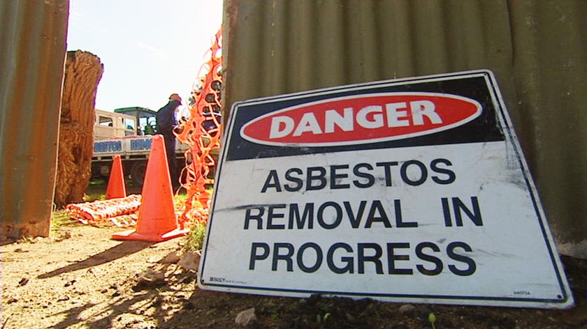 An asbestos removal sign.