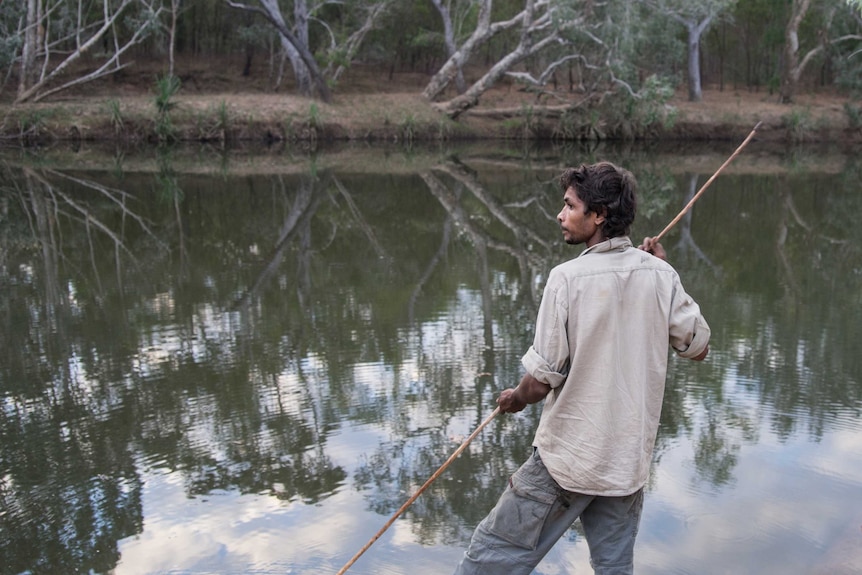 Ranger Lindsay Whitehurst by the river in Arnhem Land.