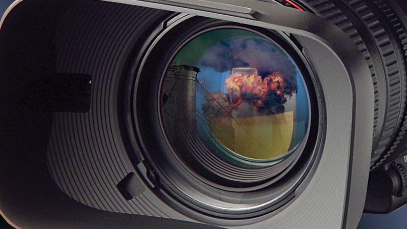Sept 11, 2001, reflected camera lens