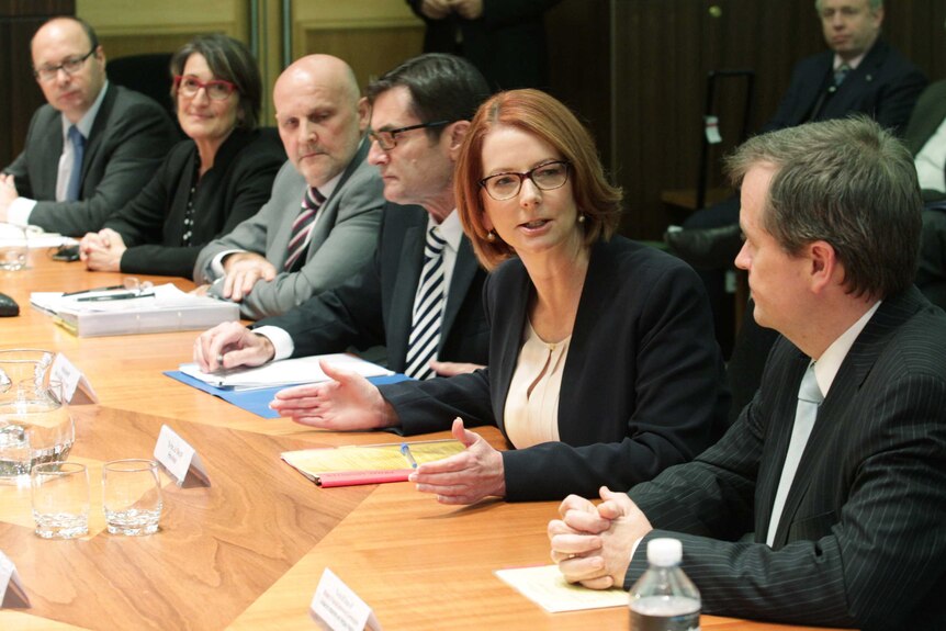 Prime Minister Julia Gillard meets with members of the Australian automotive industry.