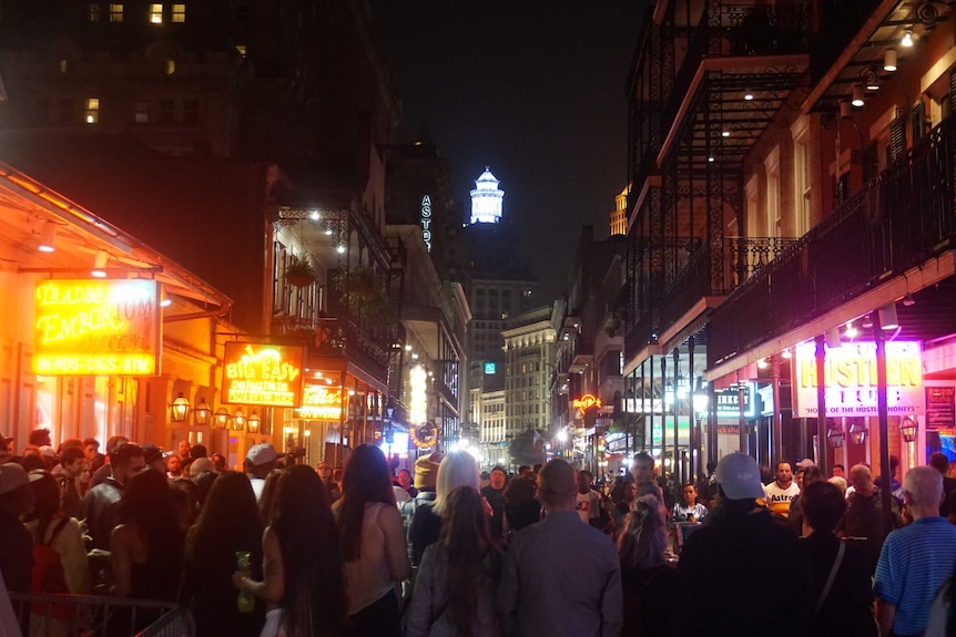 Crowds throng in the streets of New Orleans