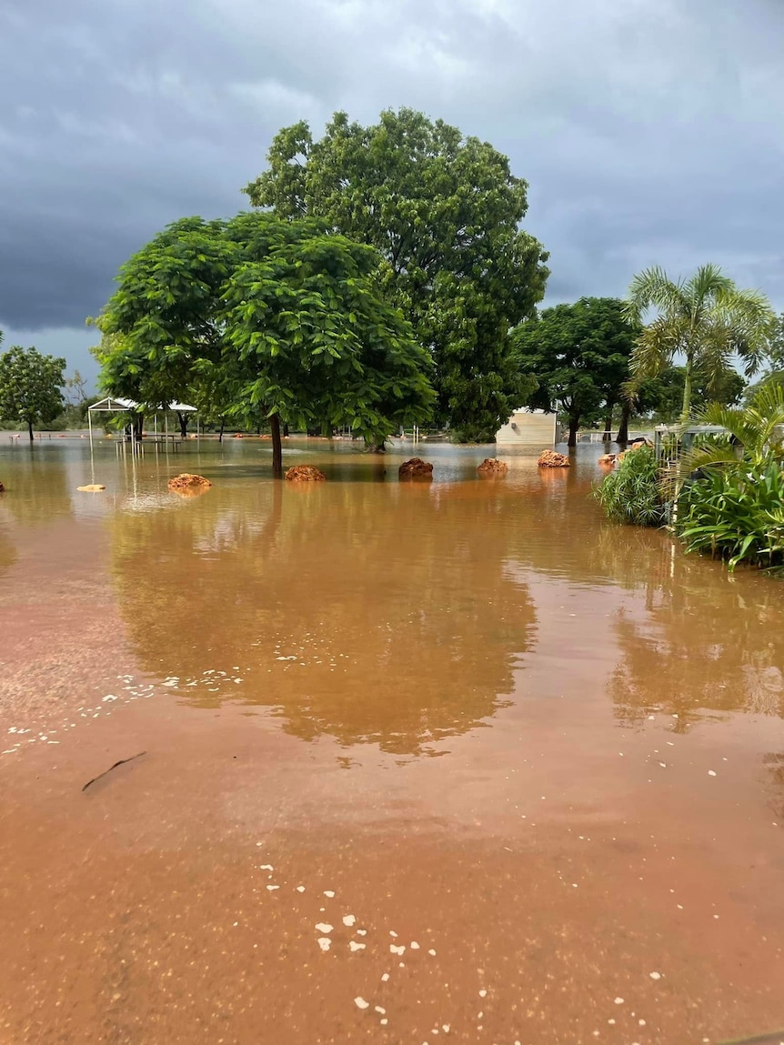 A flooded outback homestead