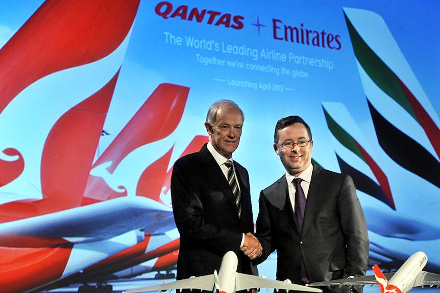 Qantas and Emirates announce 10-year deal.