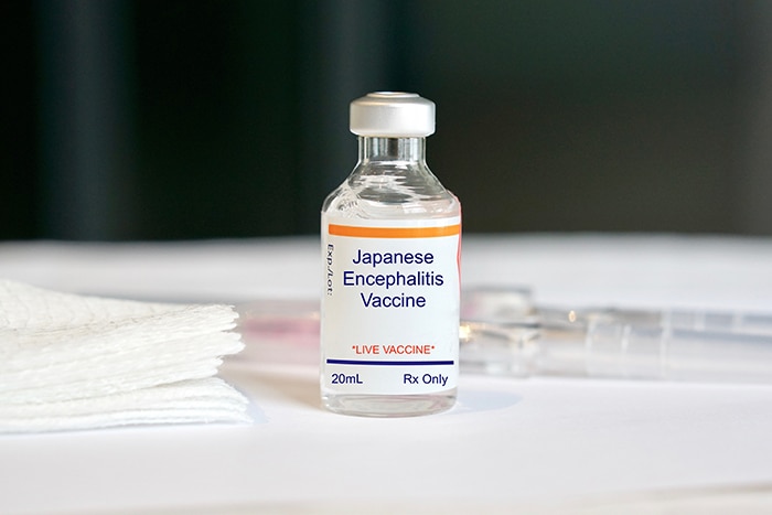 A vial of a vaccince