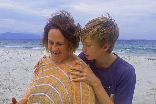 Liam Mead and his mother, Juliet Lavers, in Tasmania, a photo on display at his inquest.